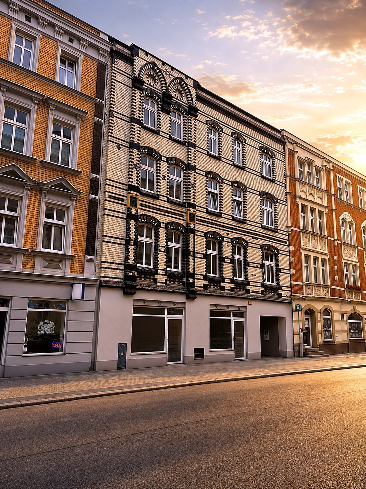 Kamienica przy Piłsudskiego 45 w Bytomiu — widok elewacji frontowej
